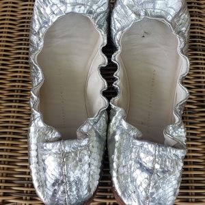 Snake skin design ballerina flat w elastic